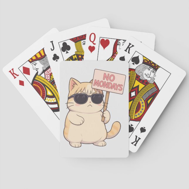Cool Cat No Mondays Estetiskt Meme Casinokort (Baksidan)