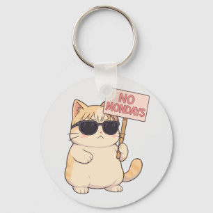 Cool Cat No Mondays Estetiskt Meme Nyckelring