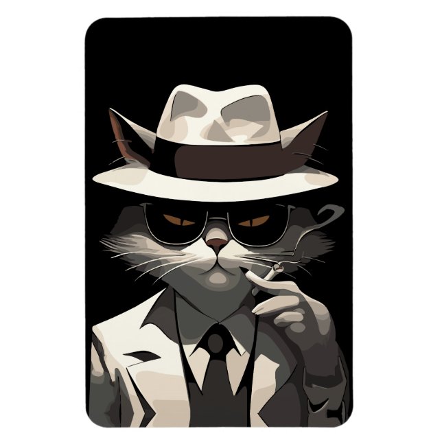 Cool Cat Noir: Sofistikerad och mystisk katt Magnet (Vertikal)