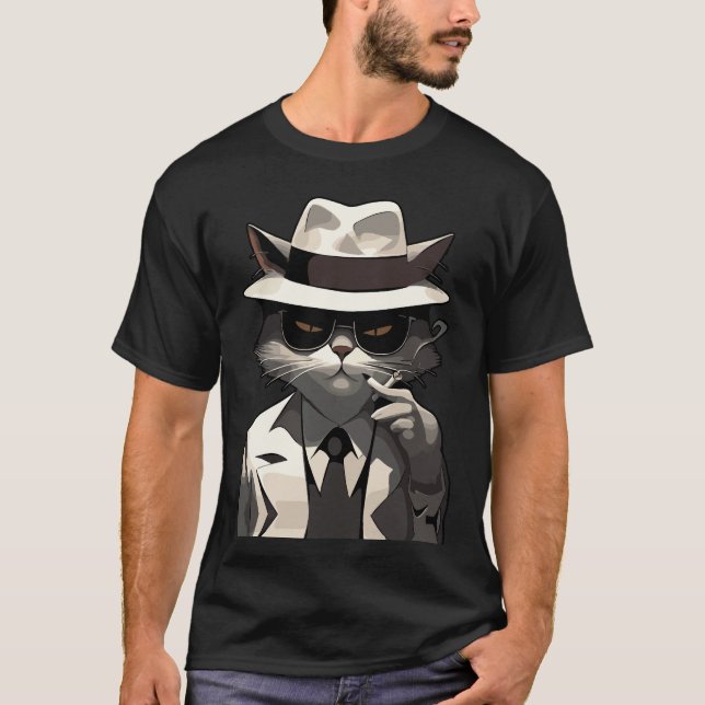 Cool Cat Noir: Sofistikerad och mystisk katt T Shirt (Framsida)