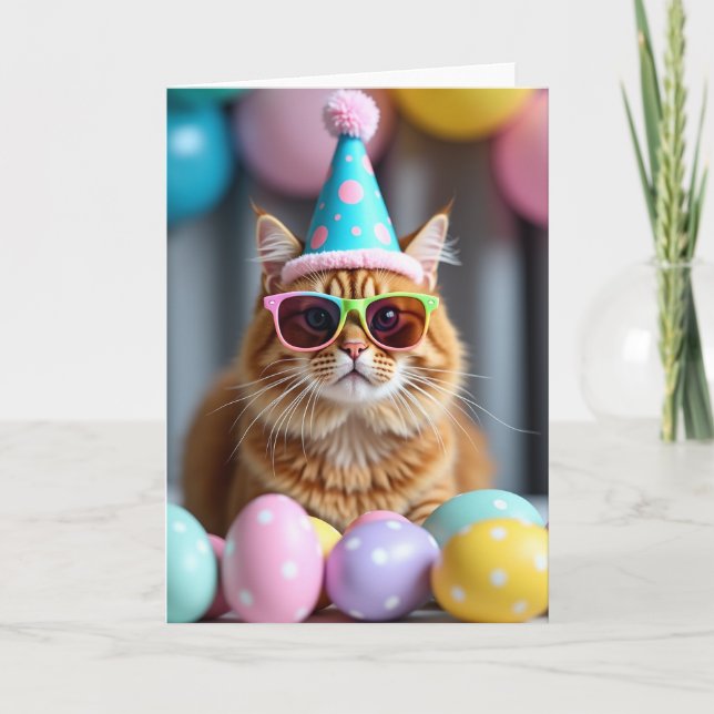Cool Cat Party Time Card Kort (Framsida)