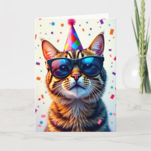 Cool Cat Shades Födelsedagskort Kort (Framsida)