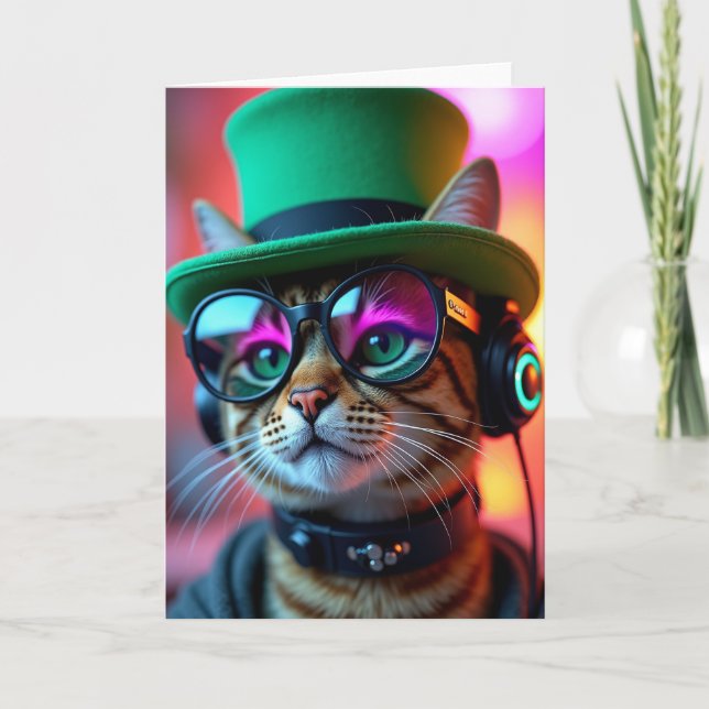 Cool Cat Shades Top Hat Rolig Kort (Framsida)