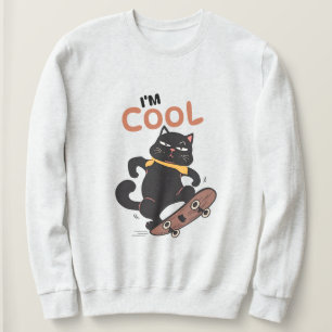 Cool Cat Skateboard – Rolig Illustration av Svart T Shirt