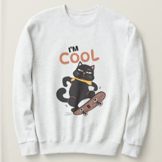 Cool Cat Skateboard – Rolig Illustration av Svart T Shirt