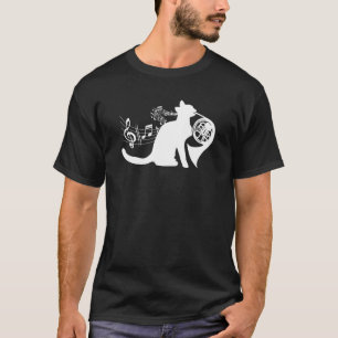 Cool Cat som spelar franskt horn Musiker Orkester  T Shirt