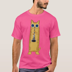 Cool Cat som spelar klarinett Hippy Hipster Kitty T Shirt