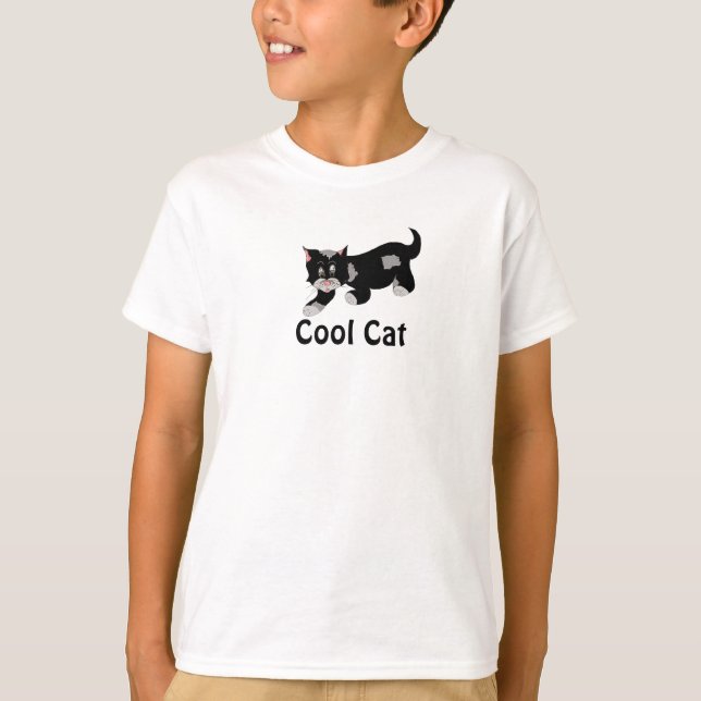 Cool Cat - Svart och Grå T Shirt (Framsida)