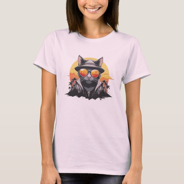 Cool Cat, Unique Style T Shirt (Framsida)