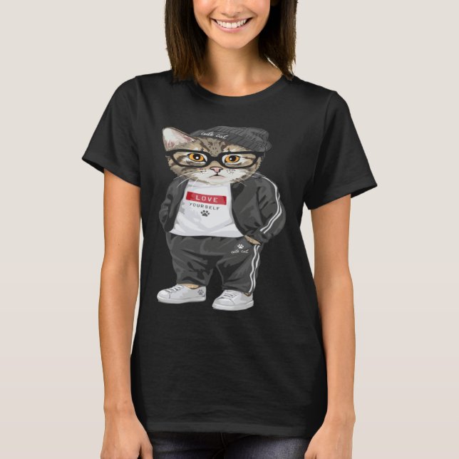 Cool Cat Urban Style Cute Cats T Shirt (Framsida)