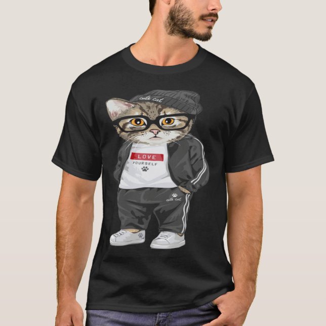 Cool Cat Urban Style Cute Cats T Shirt (Framsida)