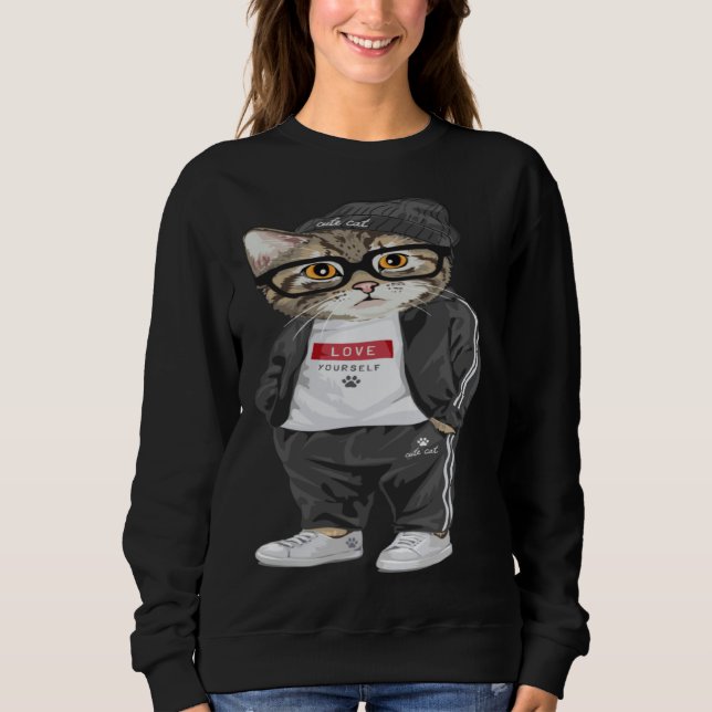 Cool Cat Urban Style Cute Cats T Shirt (Framsida)