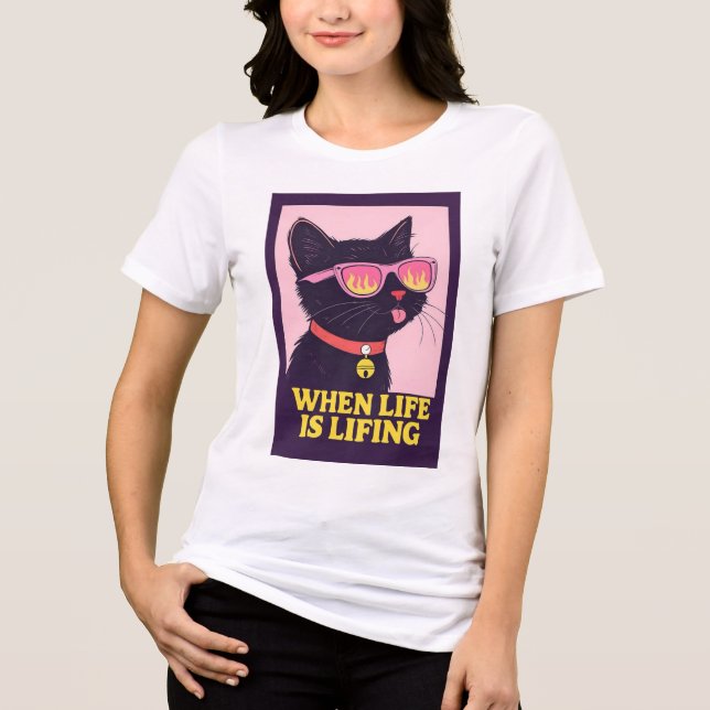 Cool Cat “When Life Is Lifting” T-Shirt (Framsida)