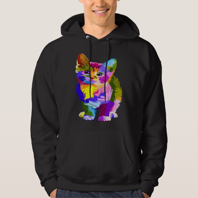 Cool Cat Women Men Kids Cute Cats Mom Cat Dad Hoodie (Framsida)