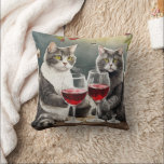 Cool Cats Are Drinking Wine Pillow! Kudde<br><div class="desc">Cool Cats Are Drinking Wine Pillow!
By MammaBASIL.</div>