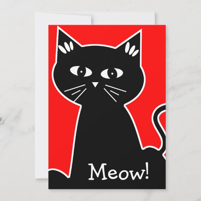 Cool Cats födelsedagsfest - Svart seriekat Inbjudningar (Framsida)