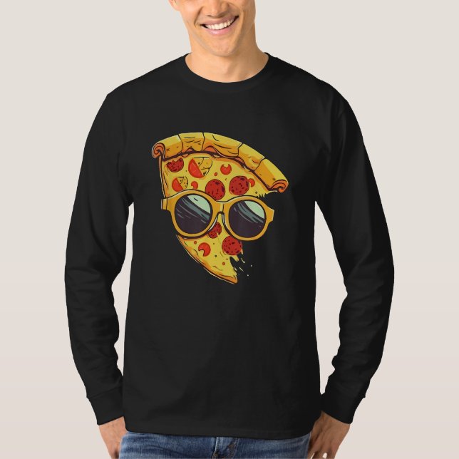 Cool Cheesy Pepperoni Pizza Wearing Sunglasses T Shirt (Framsida)