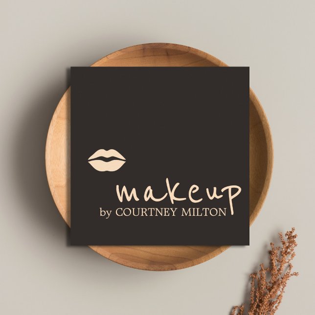 Cool Chic Mörk Blekt Rosa Läpp Makeup Artist Fyrkantigt Visitkort (Skapare uppladdad)