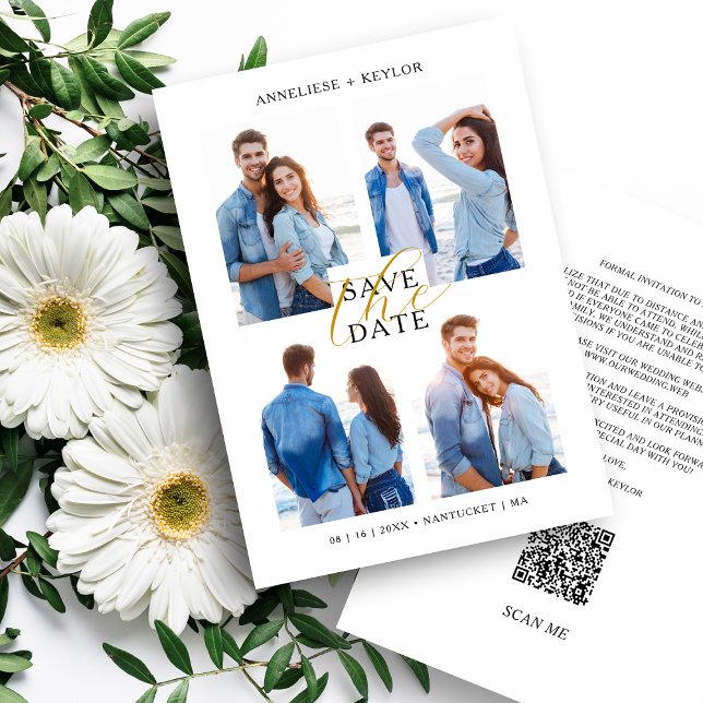 Cool Chic Romantic 4 Multi Photos Wedding Trendy  Spara Datumet (Skapare uppladdad)