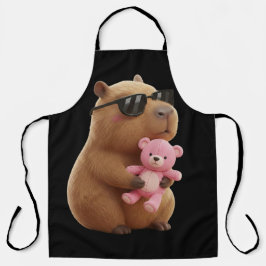 Cool Chill Capybara BBQ Apron with Teddy Bear