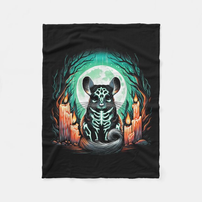Cool Chinchilla Skeleton Halloween Christmas Birth Fleecefilt (Framsidan)