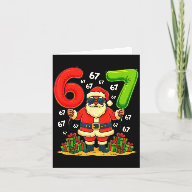 Cool Christmas Six Seven Santa Claus 6 7 Funny Gen Kort (Framsida)
