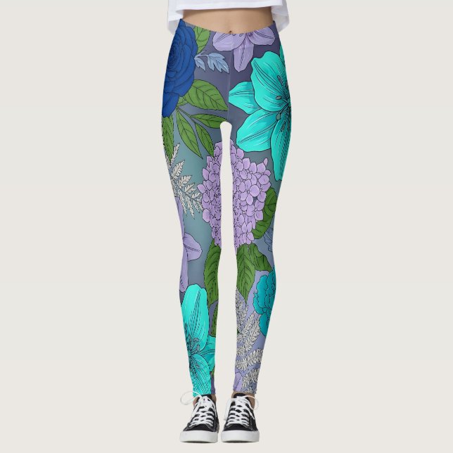 Cool colored Floral Leggings (Framsida)