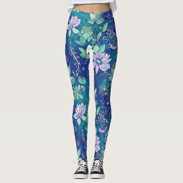Cool colored Floral Leggings (Framsida)