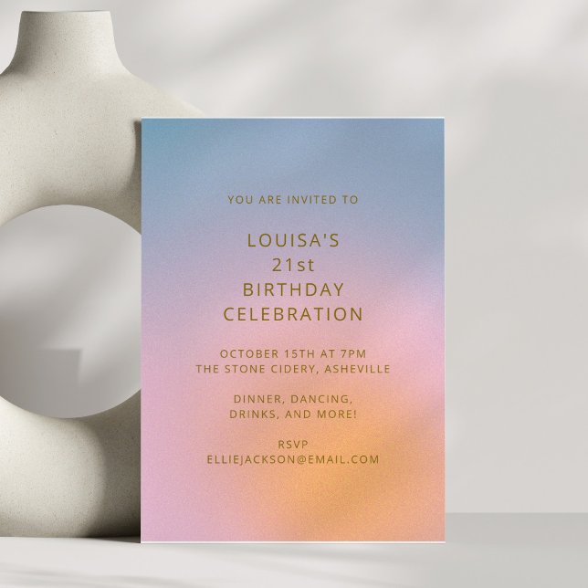Cool Colorful Gradient Photo 21st Birthday Party Inbjudningar (Skapare uppladdad)