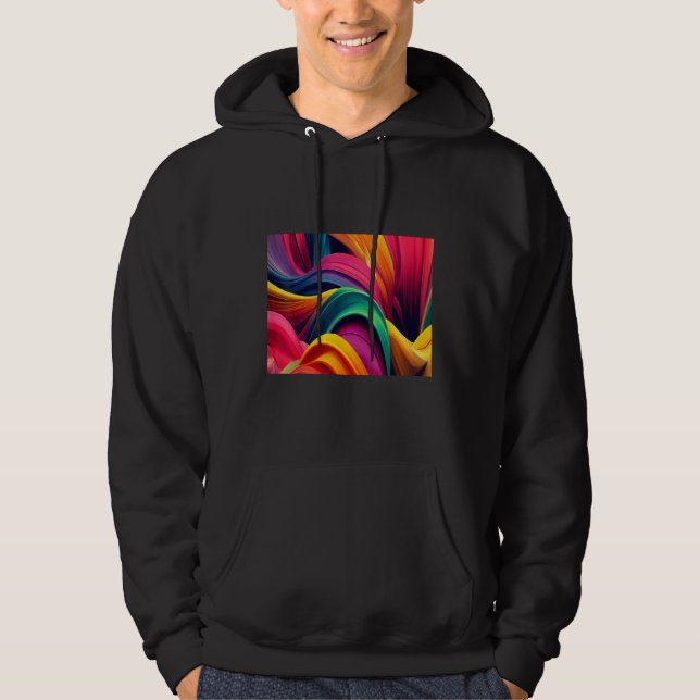 Cool Colorful Waves Illustration  Graphic Designs Hoodie (Framsida)