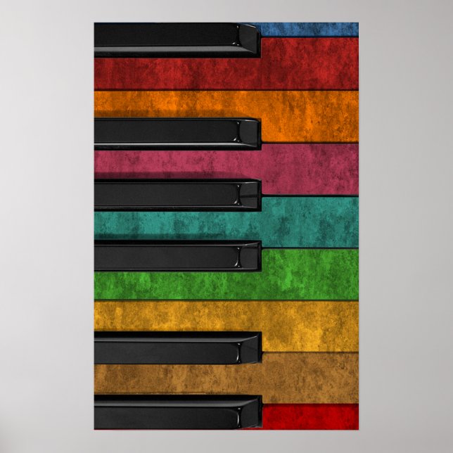 Cool colourful antique grunge effect piano poster (Framsidan)