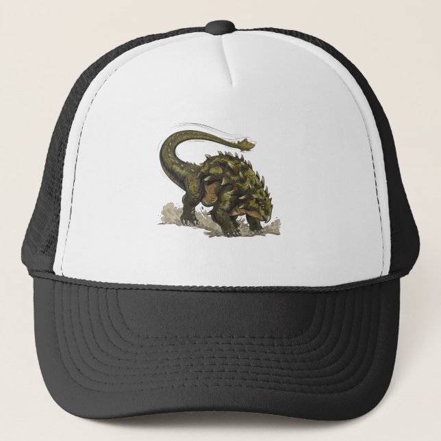 Cool Comics Style Stegosaurus Dinosaur Trucker Hat Keps (Framsida)
