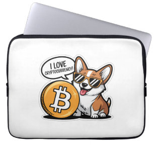 Cool Corgi älskar kryptovaluta Laptop Fodral