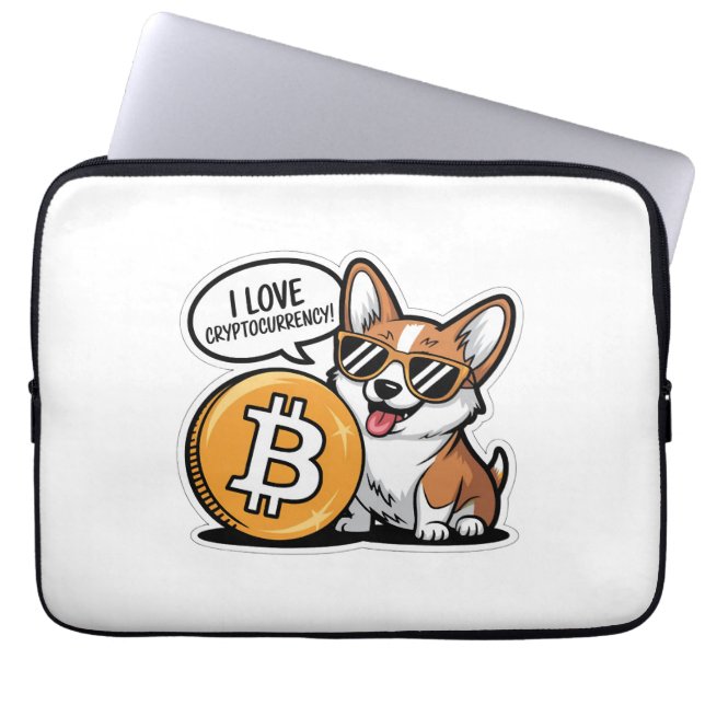 Cool Corgi älskar kryptovaluta Laptop Fodral (Framsidan)