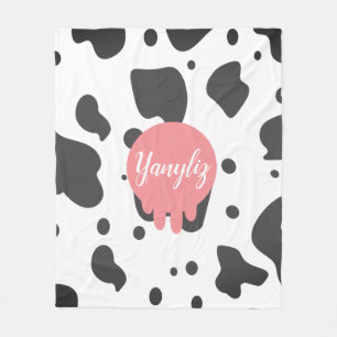 Cool Cow Print Namn Monogram Fleecefilt