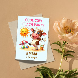 Cool Cow Strandfest Födelsedagsinbjudan | Sommar Inbjudningar