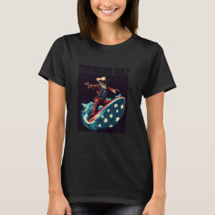 Cool Cowboy med Patriotisk Surfbräda och surfar i T Shirt