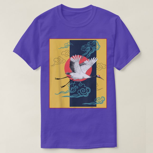 Cool Crane Bird Artwork, Dance of Cranes Japanese  T Shirt (Design framsida)