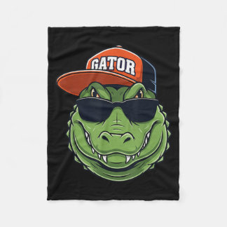 Cool Crocodile Animal Gator Graphic With Cap And S Fleecefilt