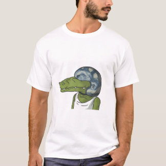 Cool Crocodile with Helmet Funny Animal T-Shirt