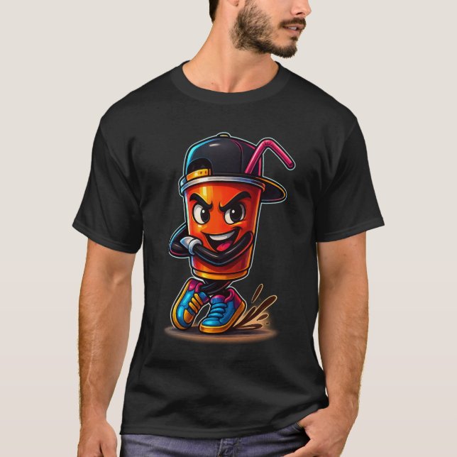 Cool Cup Swag T-Shirt – Street Style Juice Cartoon (Framsida)
