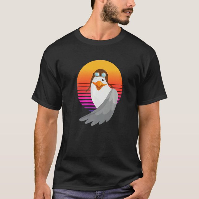 Cool Cute Seagull Ocean Sea Bird Animal Wing Gestu T Shirt (Framsida)