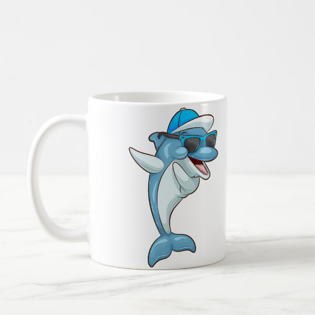 Cool Dabbing Dolphin Funny Hip-Hop Porpoise Dancin Kaffemugg (Vänster)