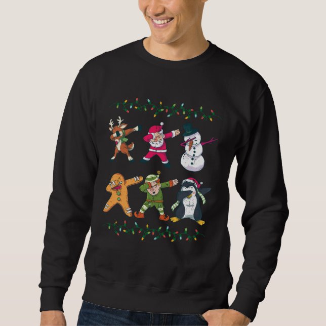 Cool Dabbing Festive Designs X Mas Lång Ärmad Tröja (Framsida)