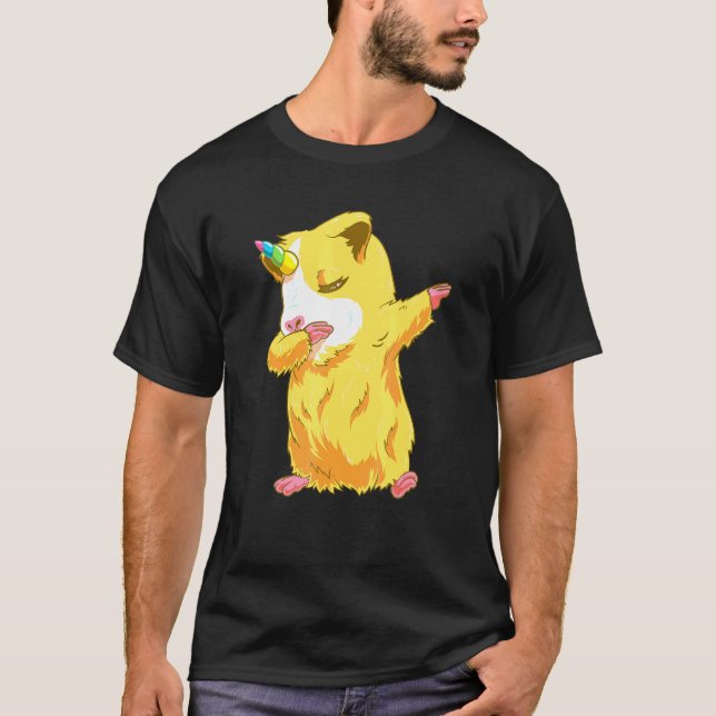 Cool Dabbing Guinea Pig Unicorn T Shirt (Framsida)