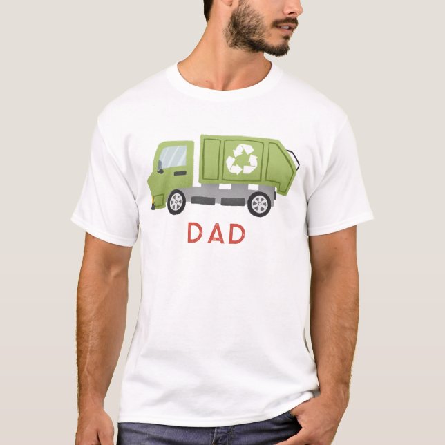 Cool Dad Green Garbage Trash Truck Vehicle T Shirt (Framsida)