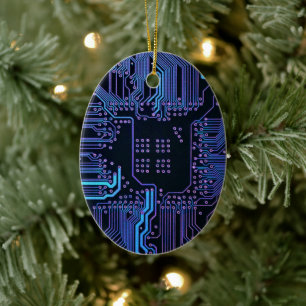 Cool datordator kretskort Blå Julgransprydnad Keramik