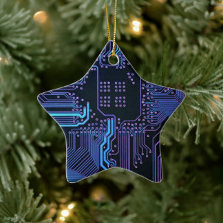 Cool datordator kretskort Blå Julgransprydnad Keramik