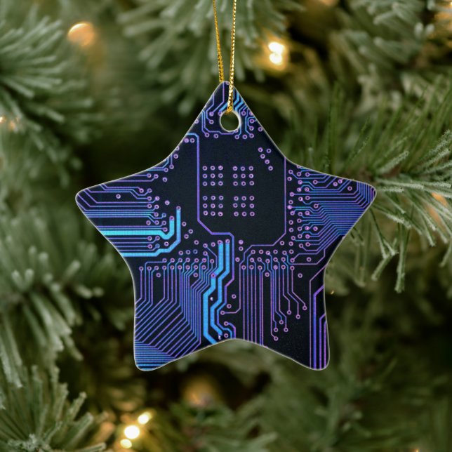 Cool datordator kretskort Blå Julgransprydnad Keramik (Träd)