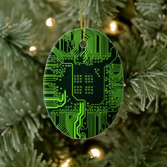 Cool datordator kretskort Grön Julgransprydnad Keramik (Träd)